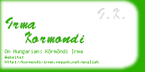 irma kormondi business card